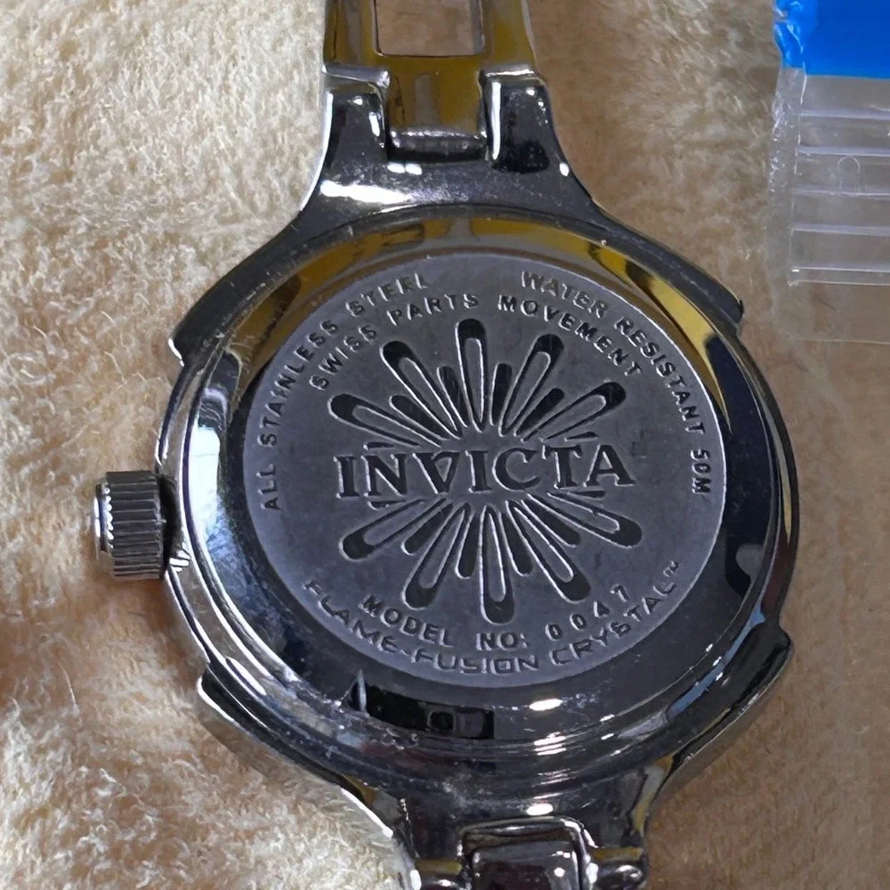 Invicta Angel Womens Watch Purple Sunray Dial Silver Stainless Steel Link